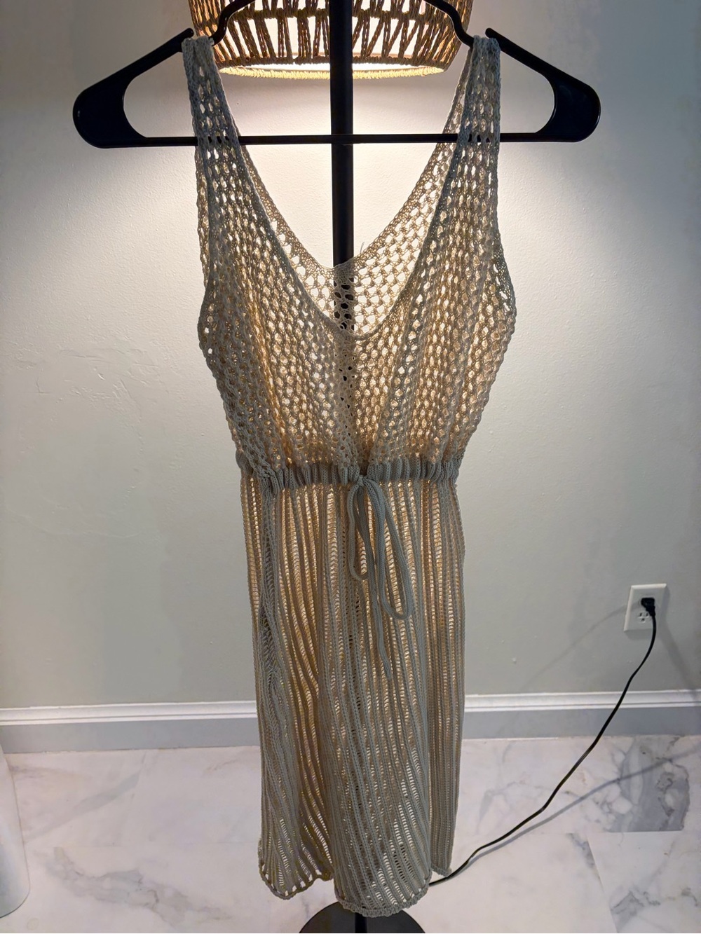 Boho Crochet Swim Cover-Up Dress in Beige